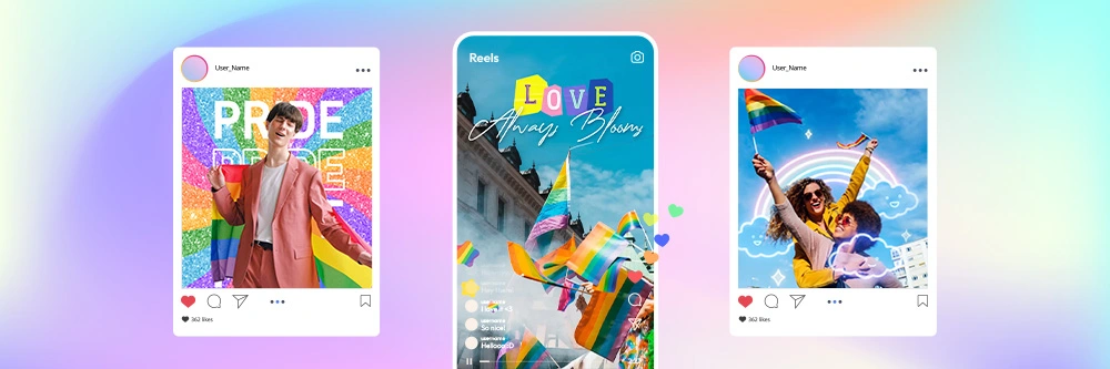 3 social media posts made with PhotoDirector